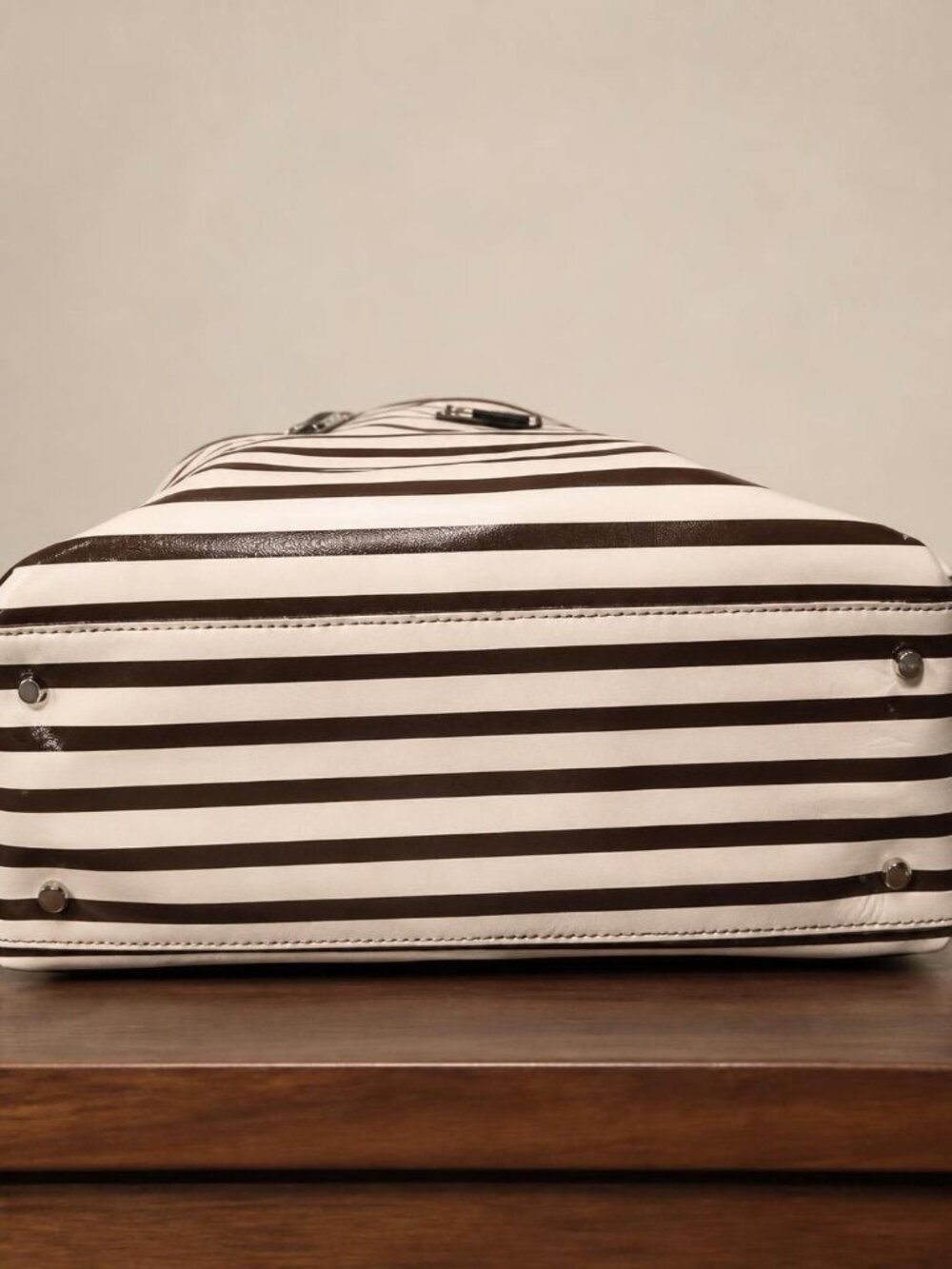 Kate Spade Penn Valley Cream & Brown Stripe Shopper Tote | Classic & Spacious - Picture 6 of 9